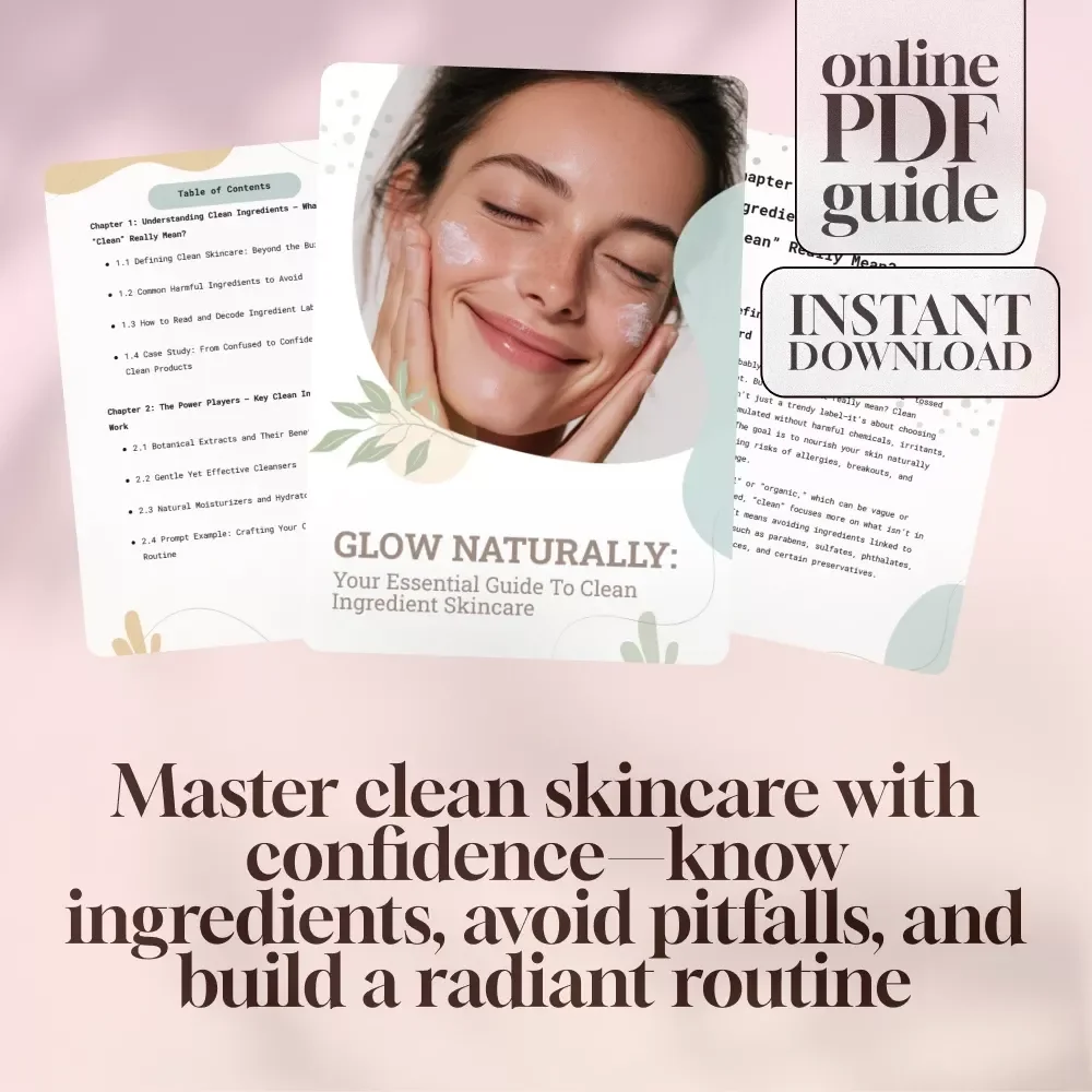 Glow Naturally: Your Essential Guide to Clean Ingredient Skincare | Clean Ingredients Skincare eBook, Digital Guide for Clean Beauty Lovers