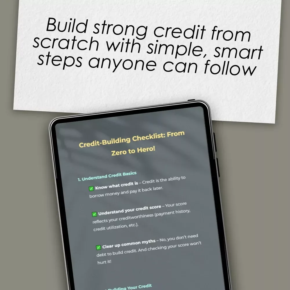 Credit-Building Checklist: From Zero to Hero! | How to Build Credit with No Credit History | Instant Digital Download