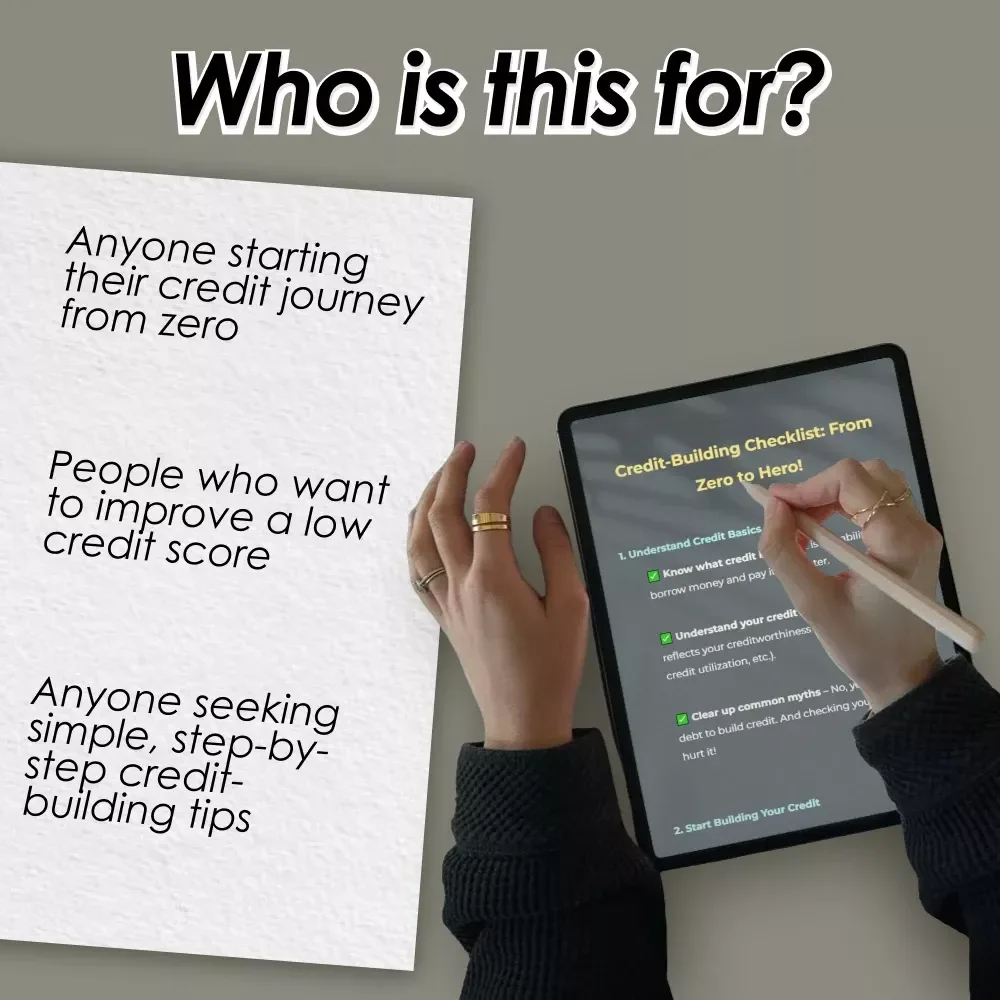 Credit-Building Checklist: From Zero to Hero! | How to Build Credit with No Credit History | Instant Digital Download