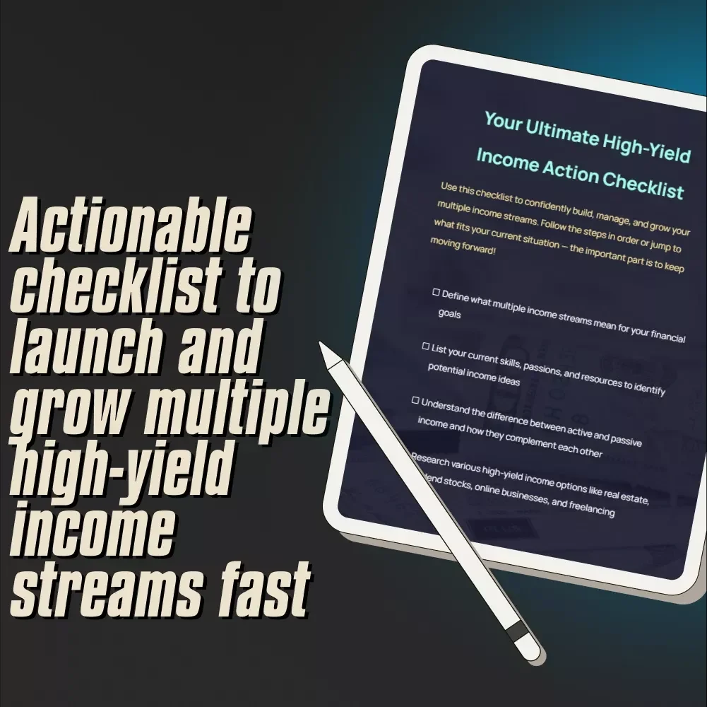 Your Ultimate High-Yield Income Action Checklist | Digital Download for Multiple Income Strategies, Passive Income Planning, and SMART Goal Setting