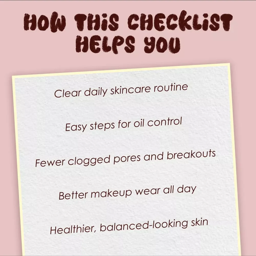 Shine-Free & Fresh: The Skincare Checklist for Oily Skin | Printable Self-Care Guide | Digital Download for Balanced & Healthy Skin