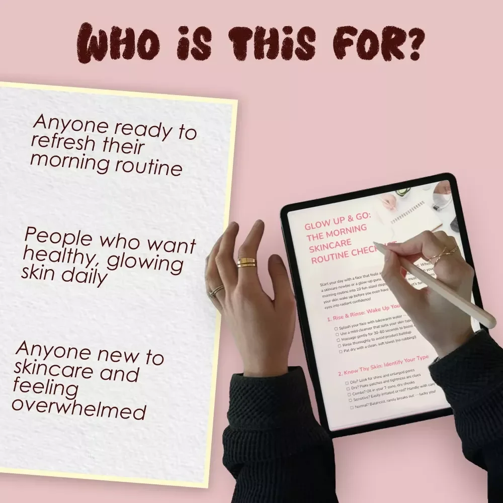 Glow Up & Go: The Morning Skincare Routine Checklist | Printable Skincare Routine PDF | Morning Skincare Routine for Glowing Skin