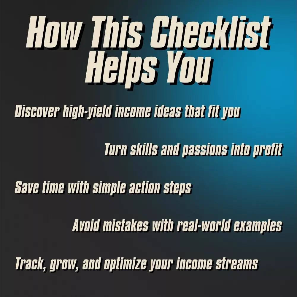 Your Ultimate High-Yield Income Action Checklist | Digital Download for Multiple Income Strategies, Passive Income Planning, and SMART Goal Setting