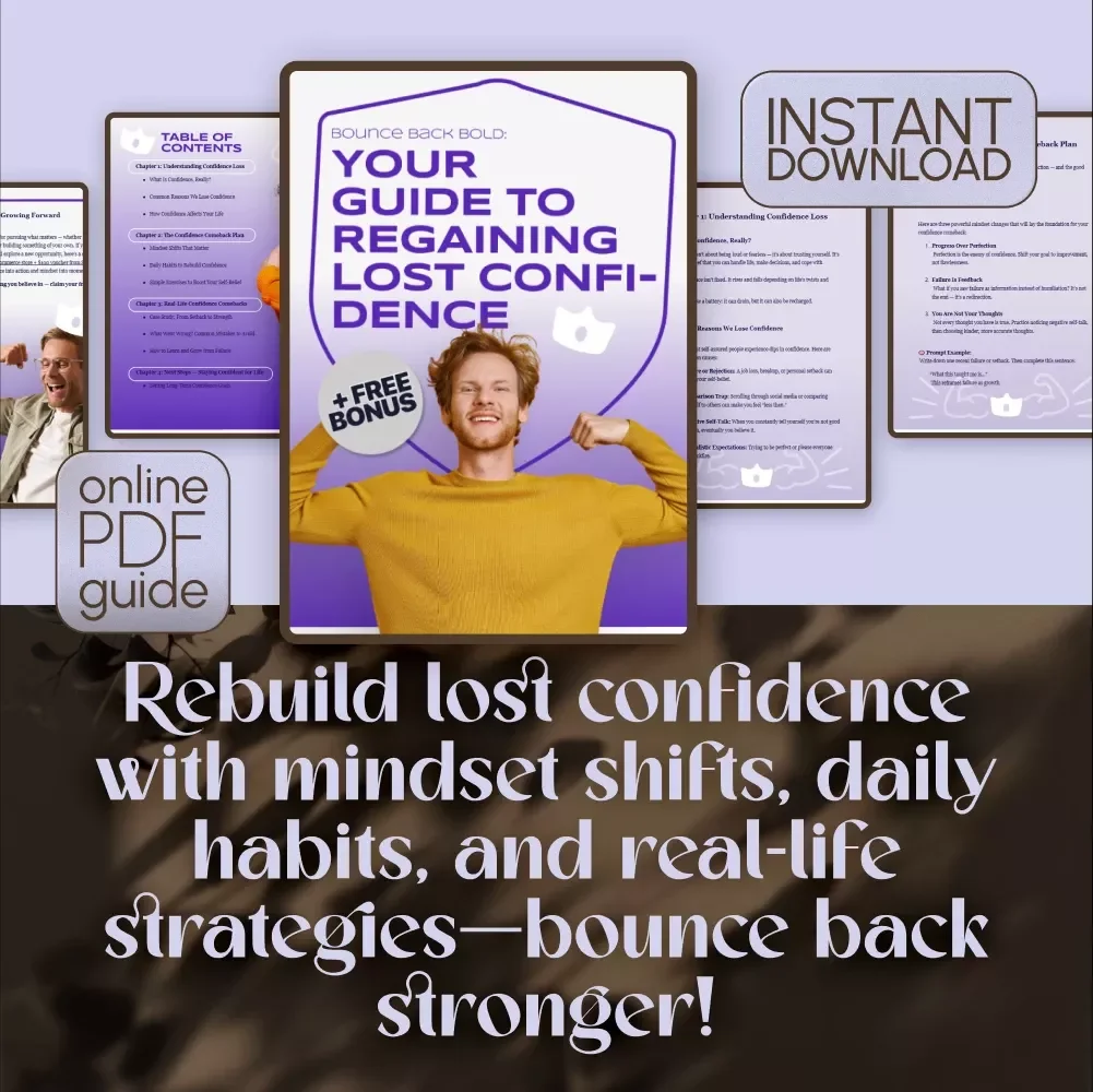 Bounce Back Bold: Your Guide to Regaining Lost Confidence | Digital Download | How to Regain Lost Confidence Workbook | Self-Improvement eBook