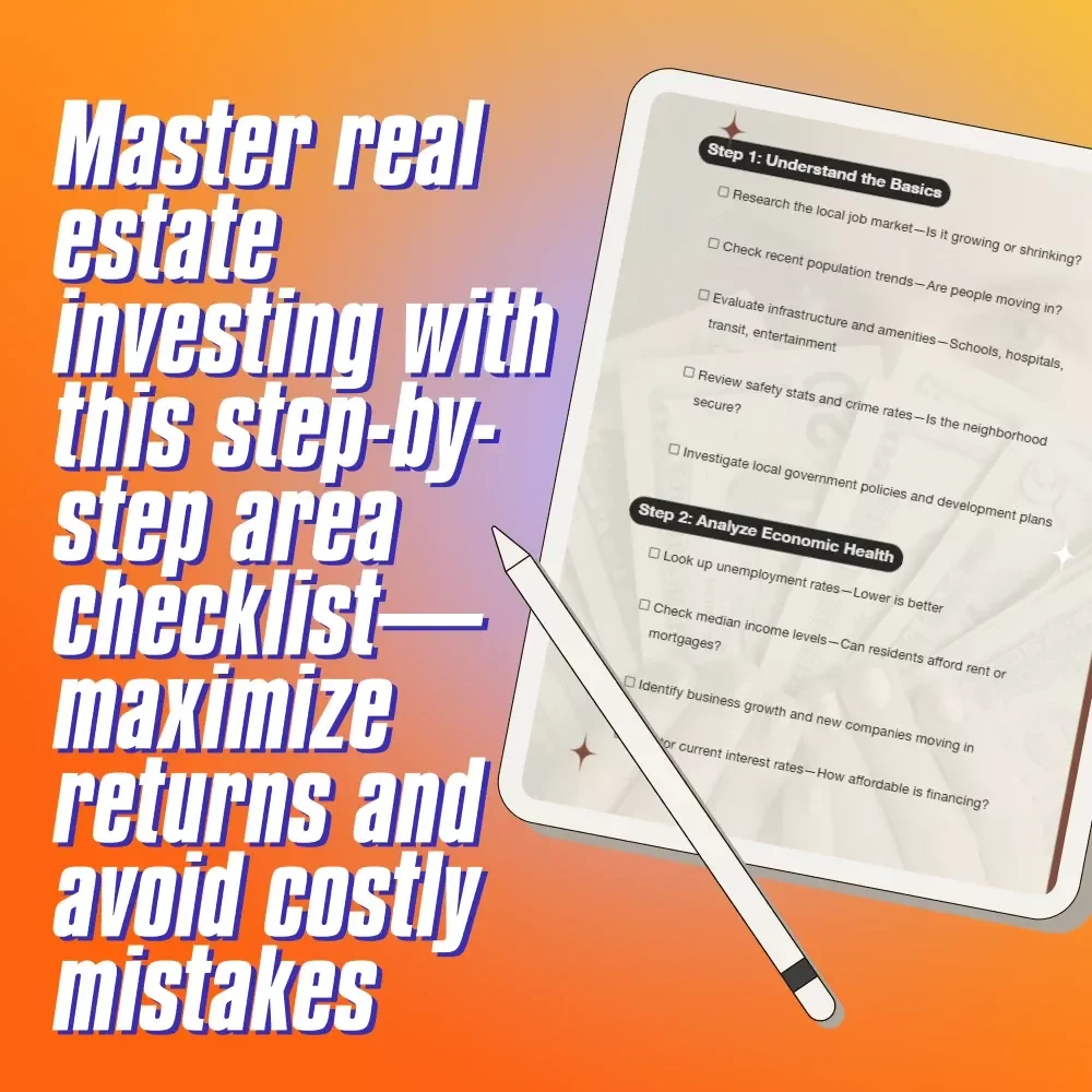 Your Ultimate Real Estate Investment Area Checklist – Best Areas to Invest in Real Estate | Digital Download