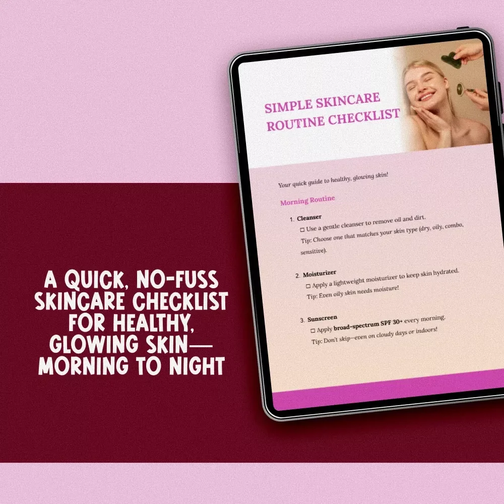 Simple Skincare Routine Checklist | Printable Skincare PDF | Minimalist Daily Skin Care Guide for All Skin Types | Digital Download