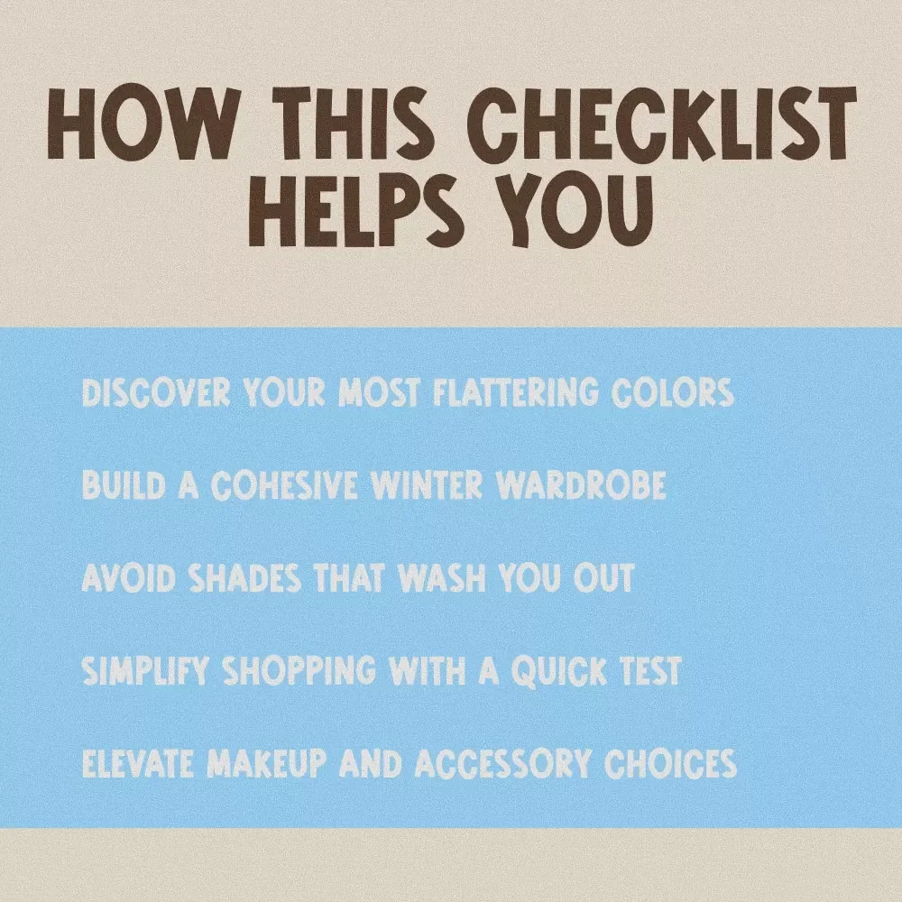 Warm Winter Color Palette Checklist | Digital Download Wardrobe & Makeup Guide for Warm Undertones | Seasonal Color Analysis for Style Confidence