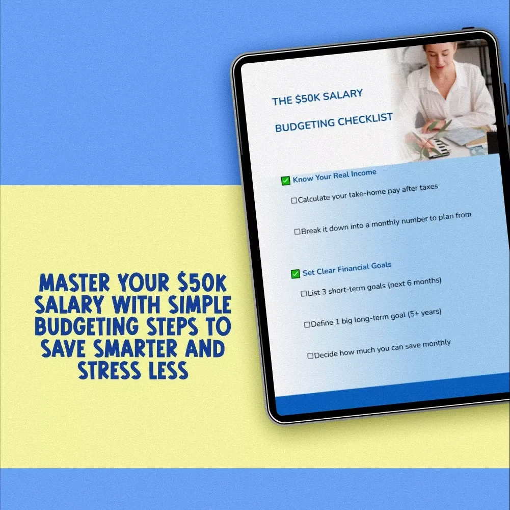 The $50K Salary Budgeting Checklist – How to Budget a 50K Salary – Instant Digital Download – Personal Finance Planner – Money Management Tool