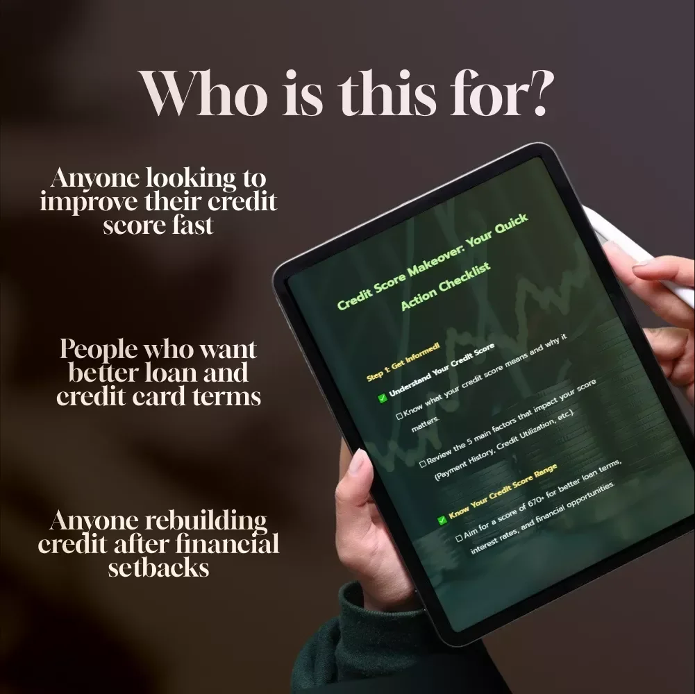 Credit Score Makeover: Your Quick Action Checklist | Fix Your Credit Score Fast | Instant Download PDF