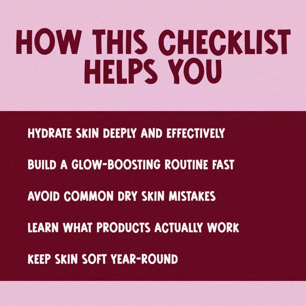 Dry Skin Glow-Up Checklist | Best Skincare for Dry Skin Routine | Digital Download Skincare Checklist for Dry Face