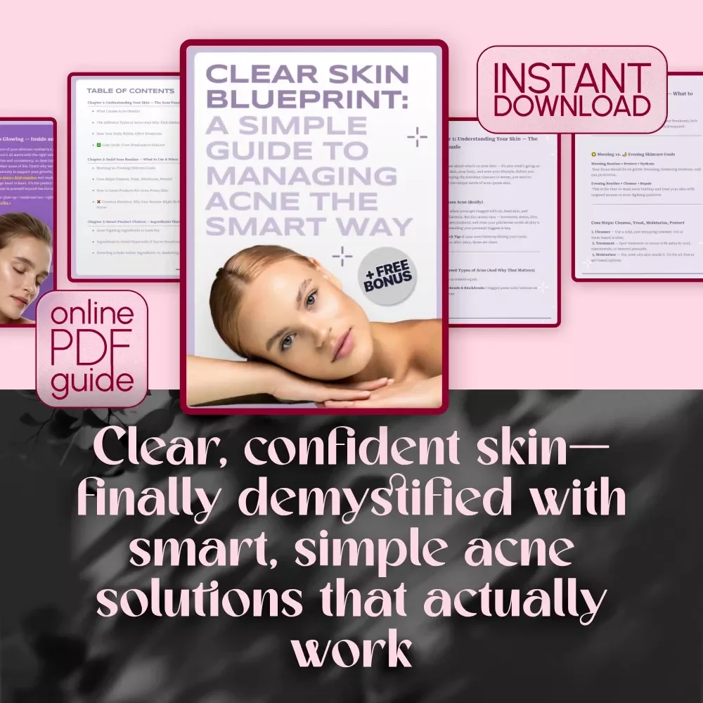 Clear Skin Blueprint: A Simple Guide to Managing Acne the Smart Way | Skincare Routine for Acne Prone Skin | Digital Download eBook Guide
