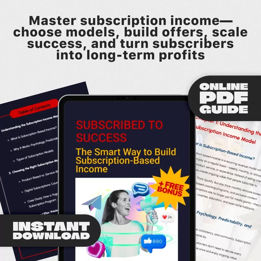 Subscribed to Success: The Smart Way to Build Subscription-Based Income | Ultimate Guide to Subscription-Based Income Models | Digital Download