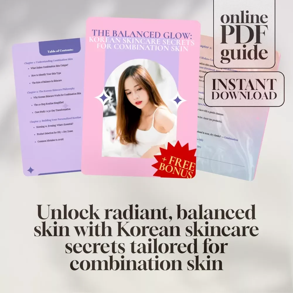 The Balanced Glow: Korean Skincare Secrets for Combination Skin | Guide to Korean Skincare Routine for Combination Skin | eBook Download
