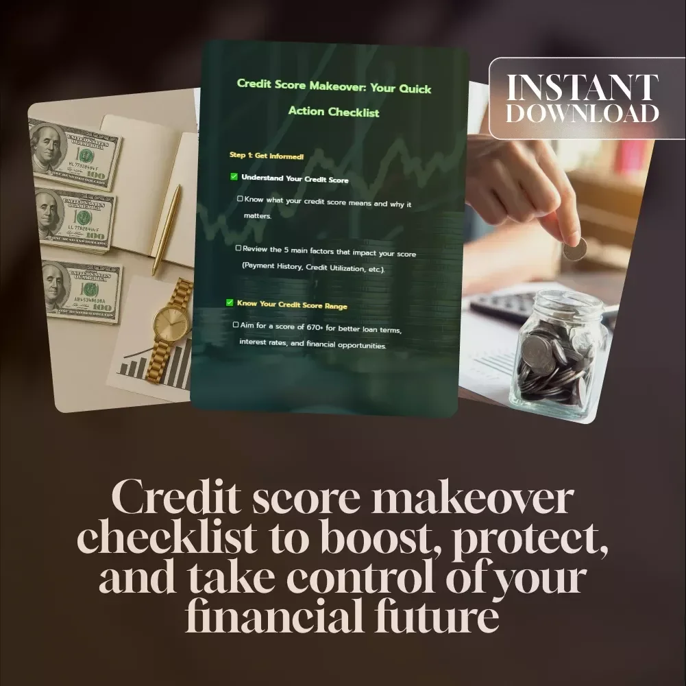 Credit Score Makeover: Your Quick Action Checklist | Fix Your Credit Score Fast | Instant Download PDF