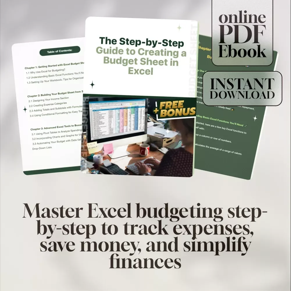 The Step-by-Step Guide to Creating a Budget Sheet in Excel | How to Make a Budget Sheet in Excel | Digital Download eBook for Personal Finance