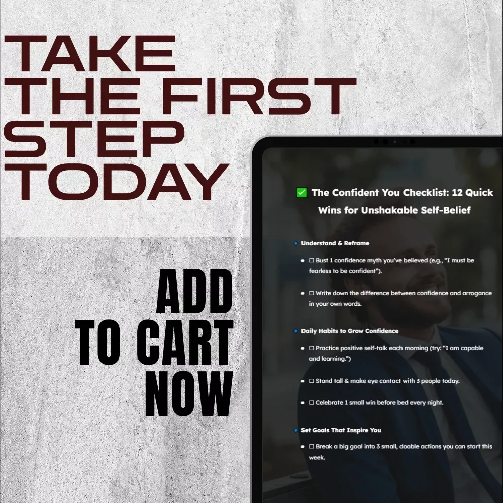 The Confident You Checklist: 12 Quick Wins for Unshakable Self-Belief | How to Help Build Confidence | Instant Digital Download