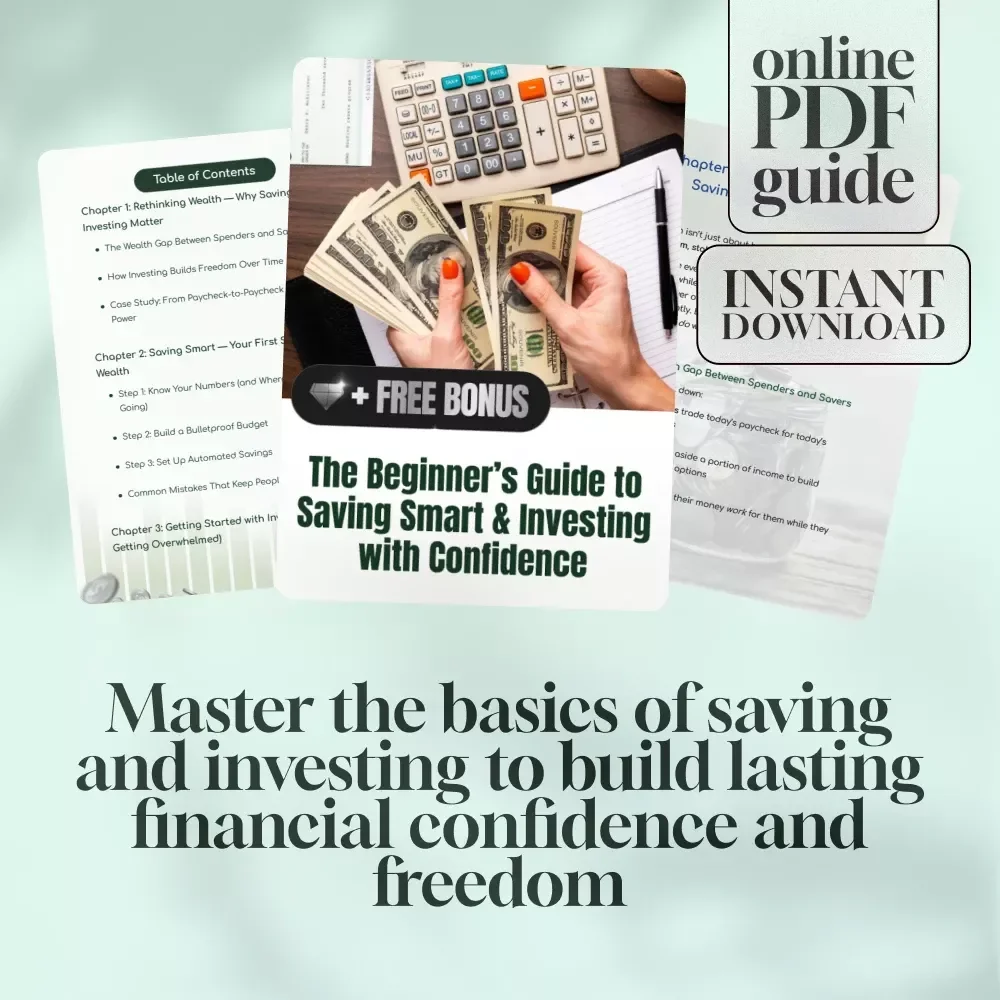 The Beginner’s Guide to Saving Smart & Investing with Confidence | How to Save and Invest Money eBook | Financial Freedom Digital Guide