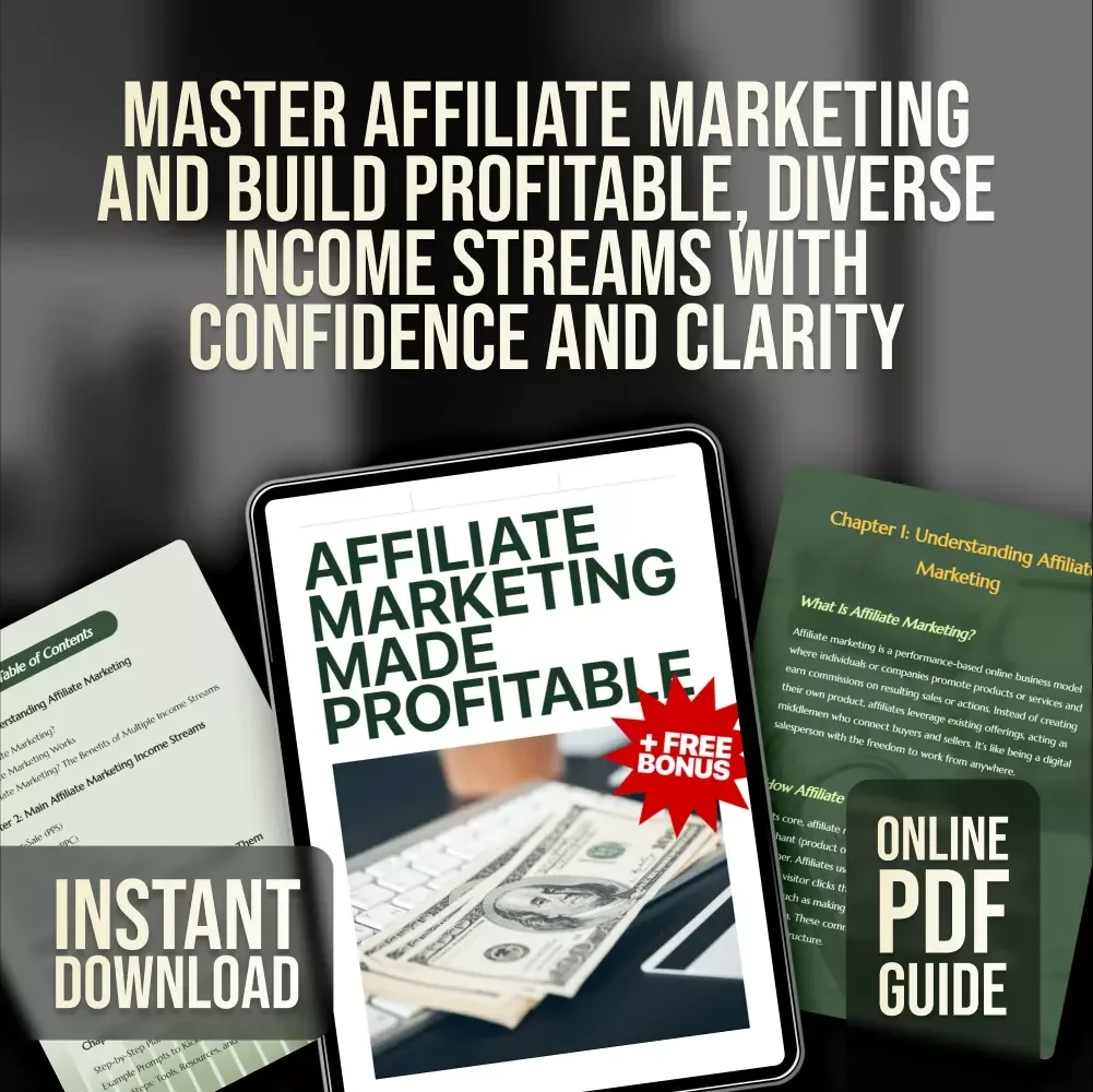 Affiliate Marketing Made Profitable | Guide to Affiliate Marketing Income Streams, Digital Download eBook for Beginners & Entrepreneurs