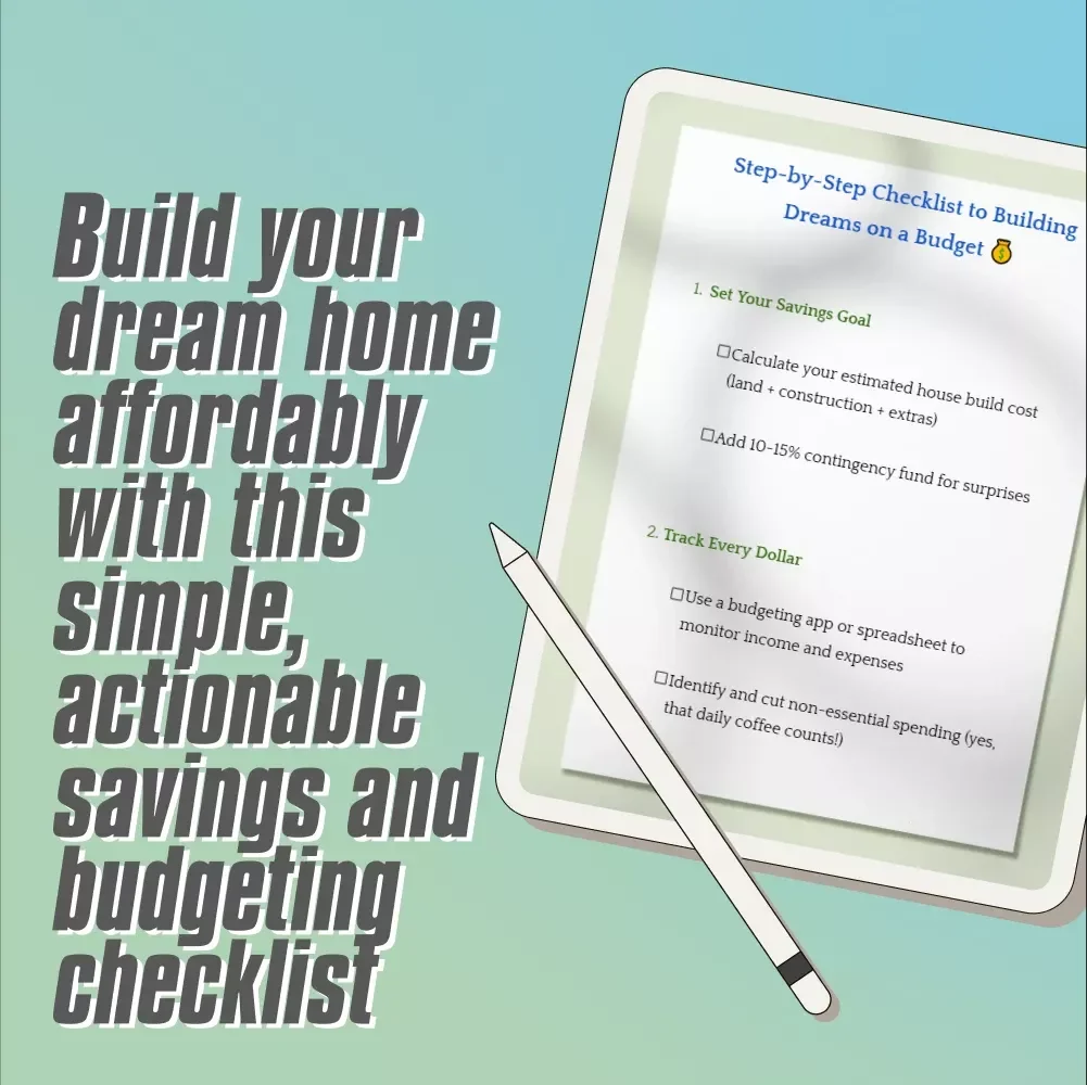 Step-by-Step Checklist to Building Dreams on a Budget | Digital Guide to How to Save Money to Build a House | Home Build Savings Planner PDF