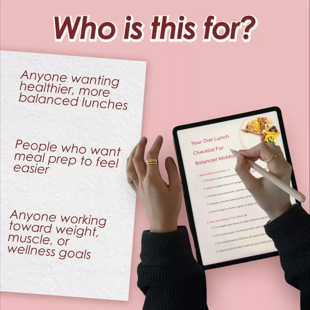 Your Diet Lunch Checklist For Balanced Midday Meals – Printable Diet Lunch Guide for Healthy Meal Planning, Weight Loss, & Meal Prep