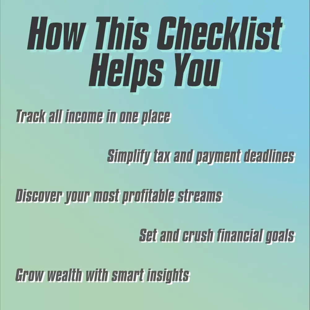 Stay Organized and Grow Your Wealth Checklist | Best Apps for Managing Income Streams | Digital Download