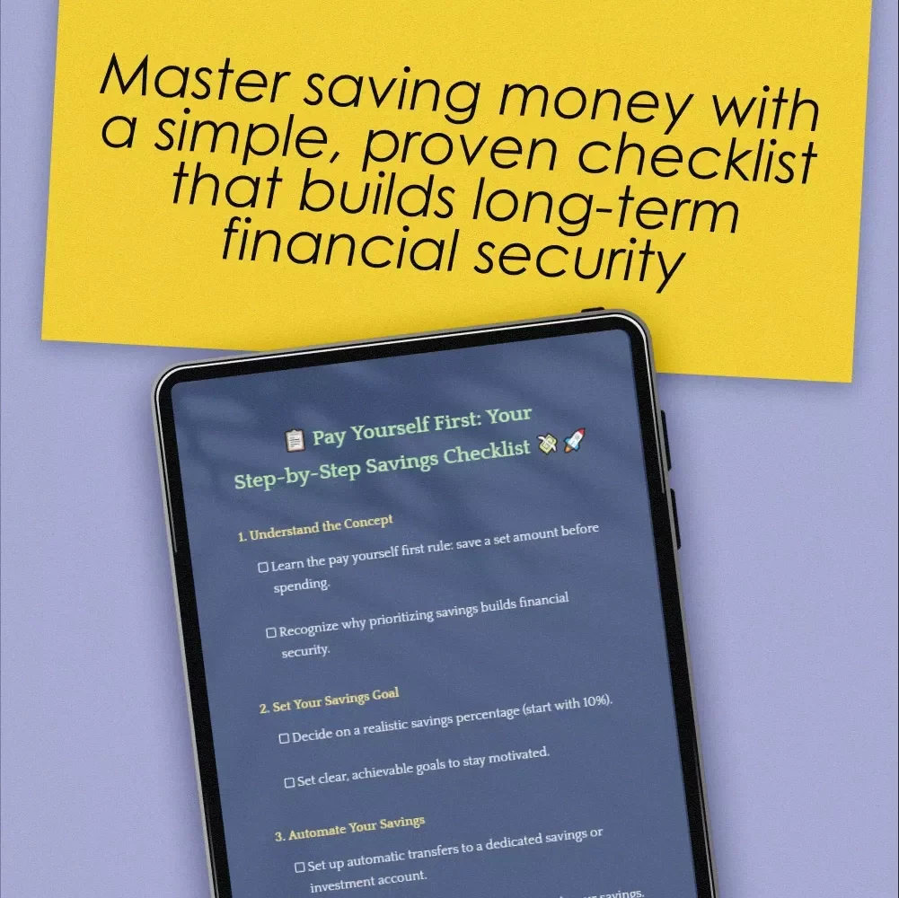 Pay Yourself First: Your Step-by-Step Savings Checklist | Budgeting Rule Guide | Digital Download Financial Checklist