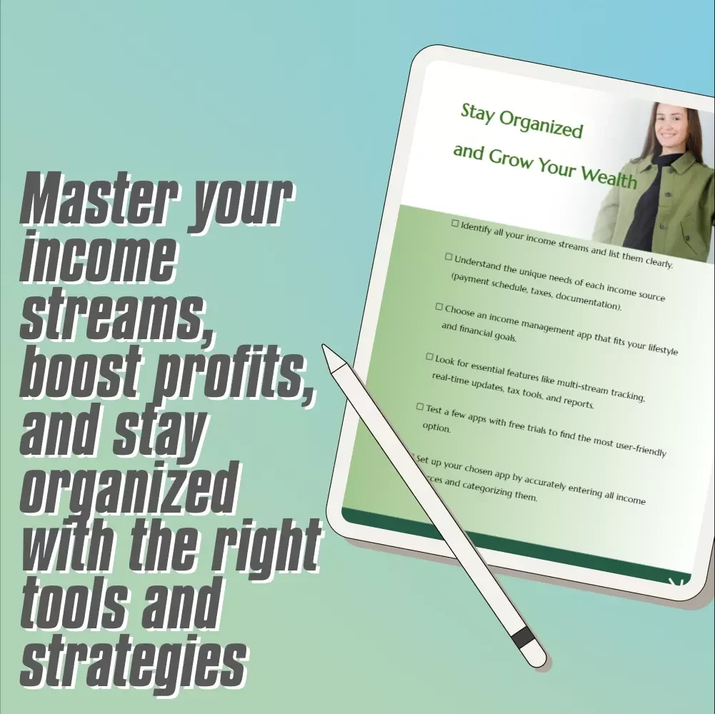 Stay Organized and Grow Your Wealth Checklist | Best Apps for Managing Income Streams | Digital Download