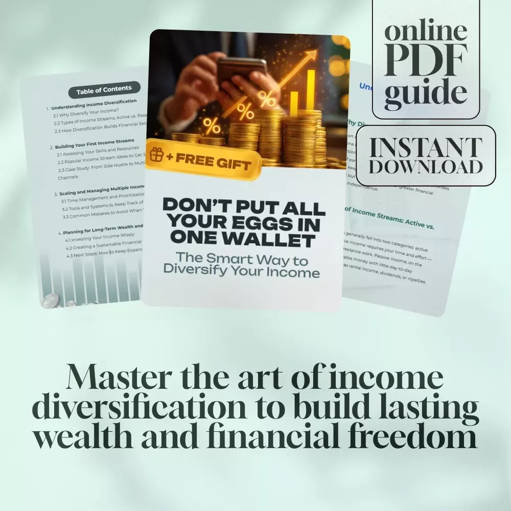 Don’t Put All Your Eggs in One Wallet – Guide to Creating Diversified Income Sources | Income Streams eBook | Passive & Active Income Checklist | Digital Download