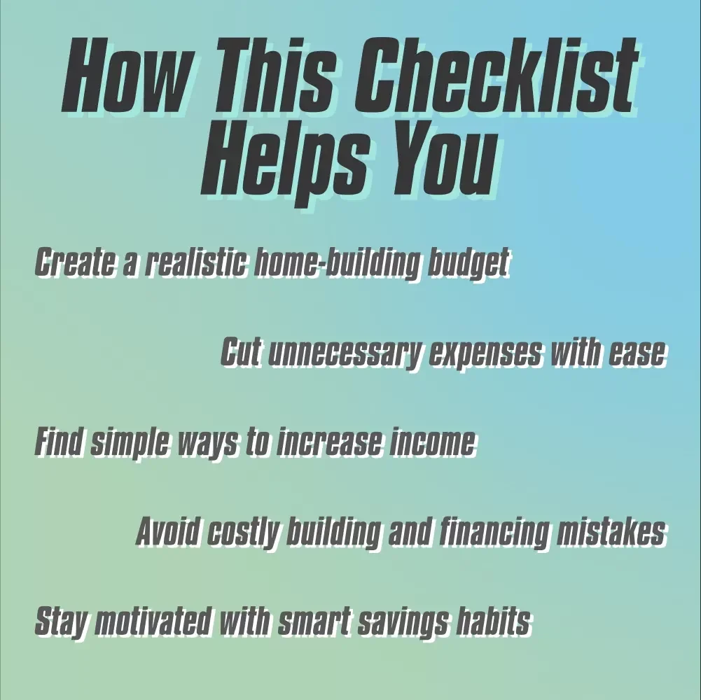 Step-by-Step Checklist to Building Dreams on a Budget | Digital Guide to How to Save Money to Build a House | Home Build Savings Planner PDF
