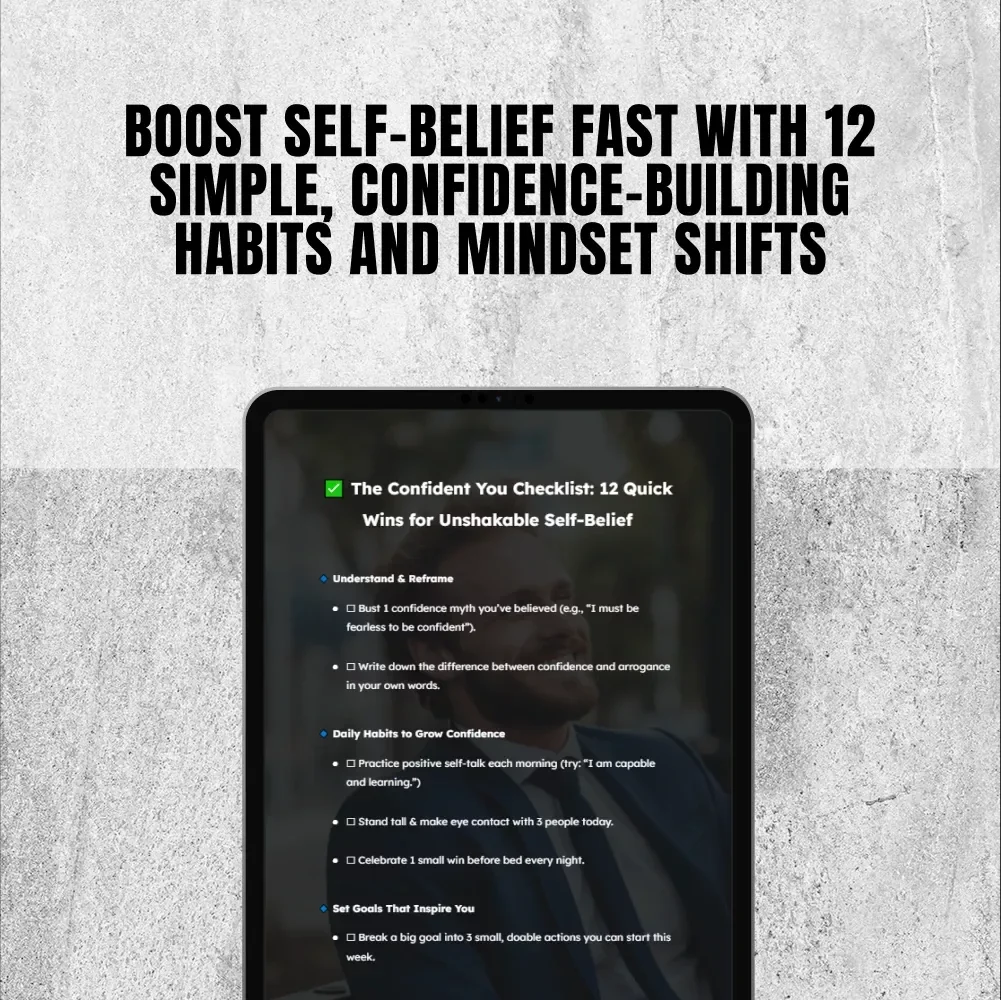 The Confident You Checklist: 12 Quick Wins for Unshakable Self-Belief | How to Help Build Confidence | Instant Digital Download