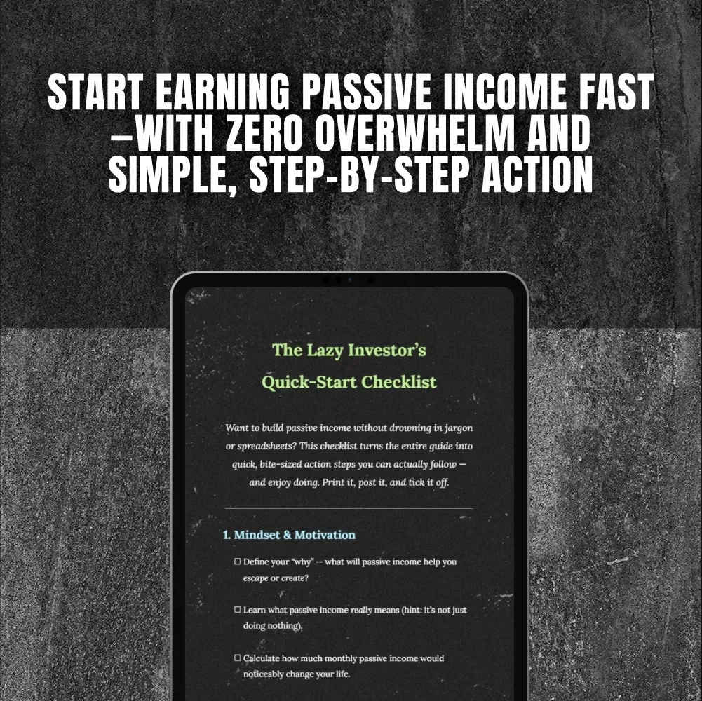 The Lazy Investor’s Quick-Start Checklist | Investing for Passive Income Guide | Printable Passive Income Checklist PDF