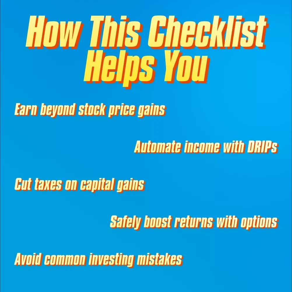 Checklist for Building Multiple Income Streams From Stocks – Investor’s Guide to Dividends, Capital Gains & Options Trading