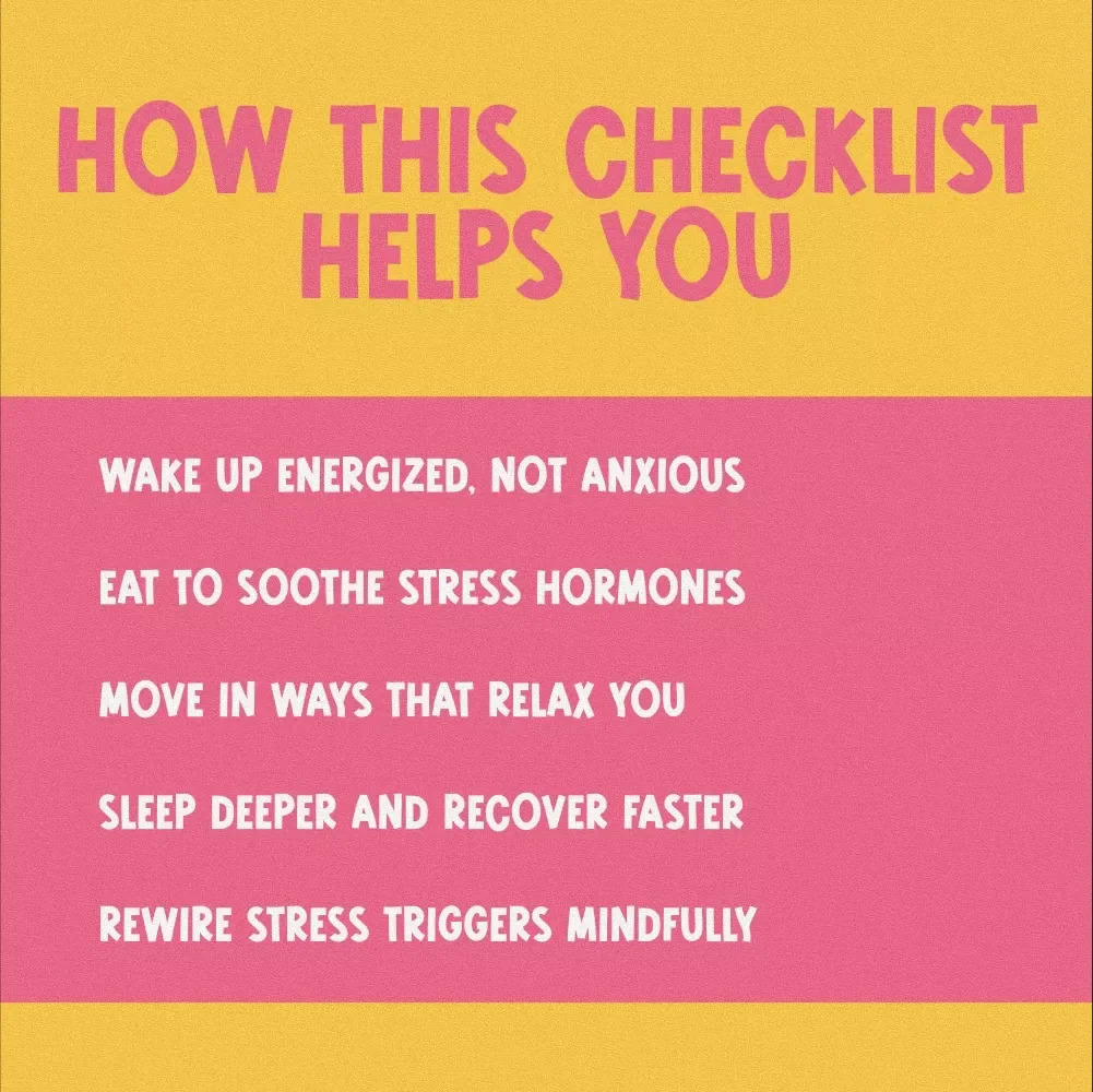 Your Cortisol-Calming Checklist | Stress Relief Guide | Cortisol Reduction Daily Habits | Digital Download