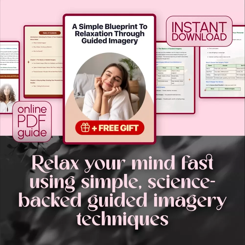 A Simple Blueprint To Relaxation Through Guided Imagery | Digital Guide for Stress Reduction, eBook on Guided Imagery Techniques, Calm Mind Checklist