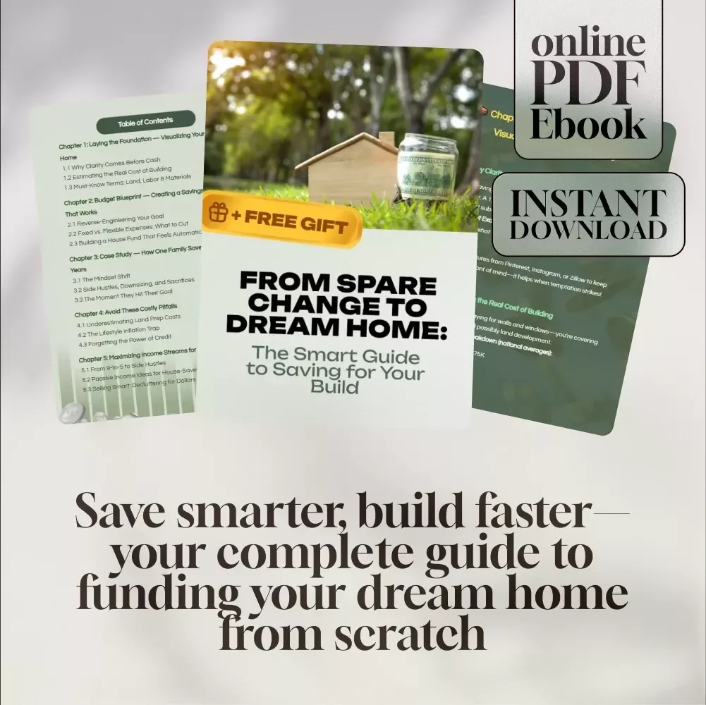 From Spare Change to Dream Home: The Smart Guide to Saving for Your Build | How to Save Money to Build a House eBook, Budget Planning Guide, Home Savings Checklist