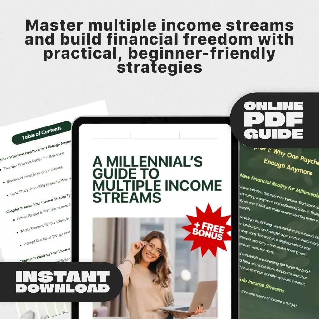 A Millennial’s Guide to Multiple Income Streams | Digital Guide for Millennials Seeking Financial Freedom & Side Hustle Success
