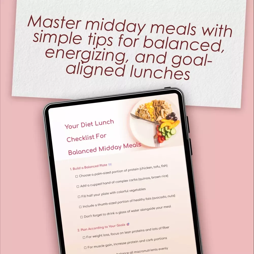 Your Diet Lunch Checklist For Balanced Midday Meals – Printable Diet Lunch Guide for Healthy Meal Planning, Weight Loss, & Meal Prep