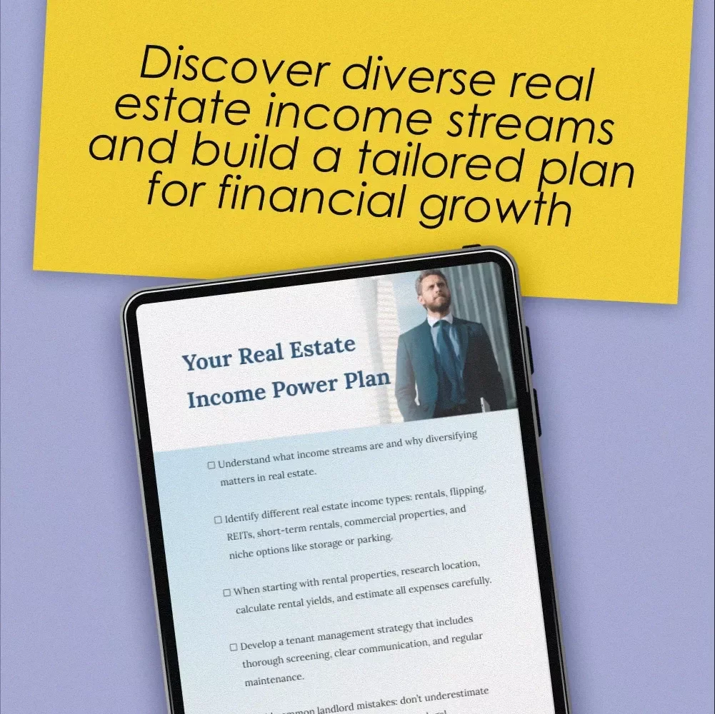 Your Real Estate Income Power Plan | Digital Checklist for Multiple Income Streams in Real Estate | Investor Guide, Rental Strategies, REITs, Flipping Tips
