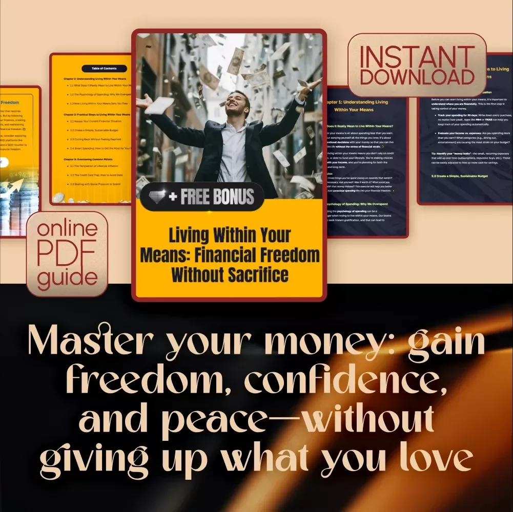 Living Within Your Means: Financial Freedom Without Sacrifice | Budgeting Guide | Digital Download eBook | Simple Living Finance Checklist