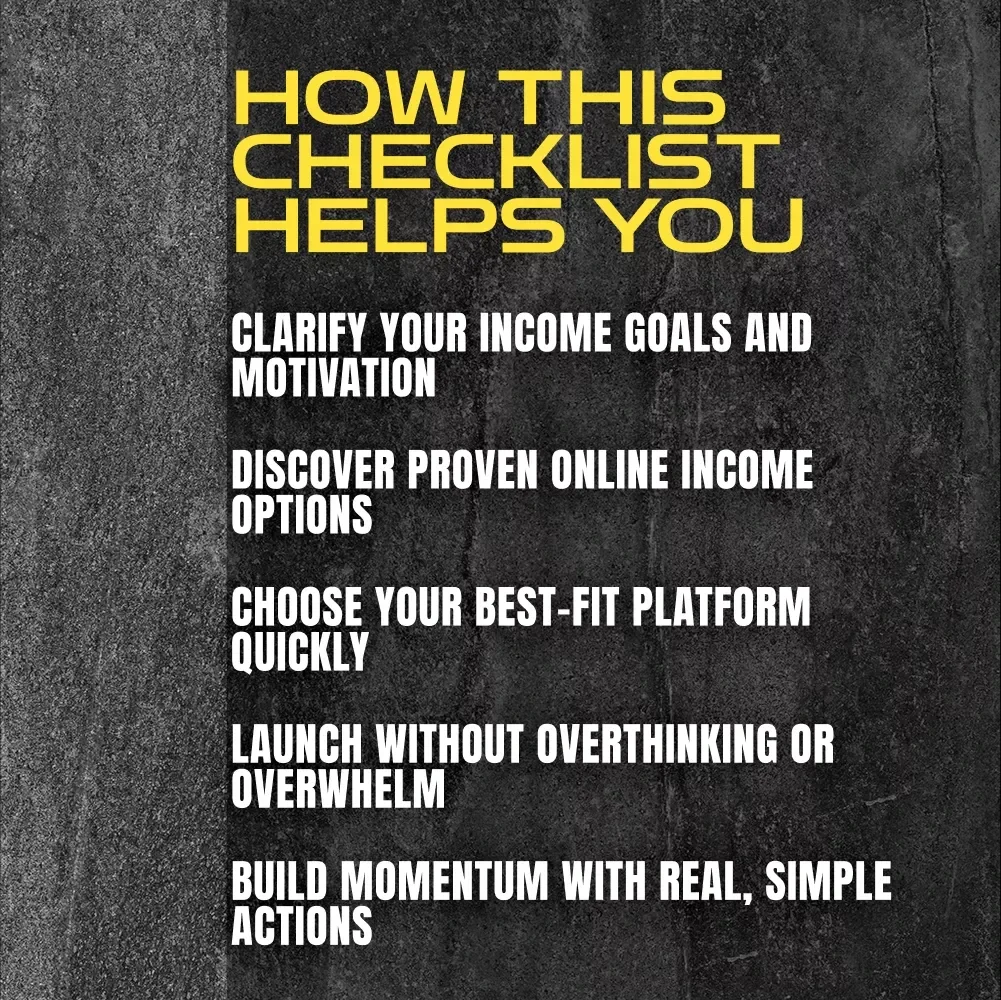 Your Online Income Kickstart Checklist | Beginner-Friendly Online Business Income Streams Guide | Printable & Digital Download