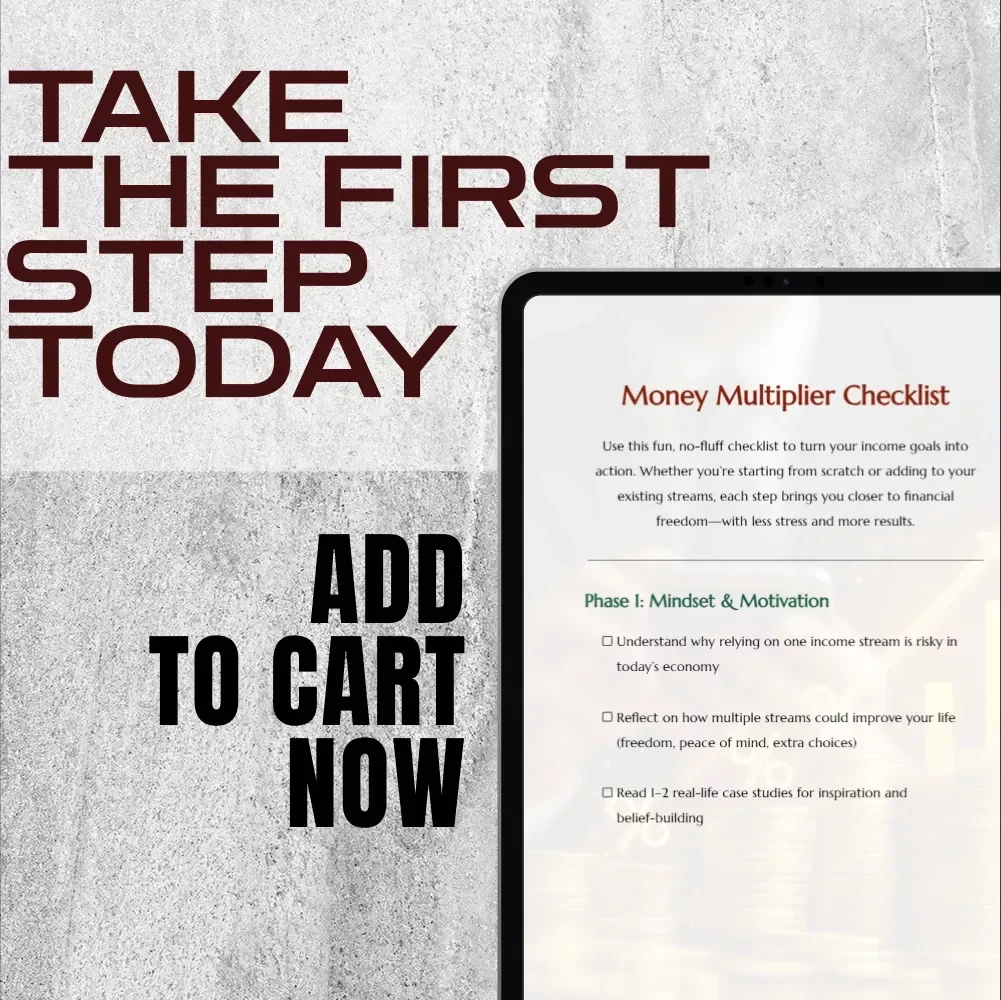 Money Multiplier Checklist | Digital Download to Unlock the Benefits of Multiple Income Streams | Passive Income eBook + Income Mapping Guide