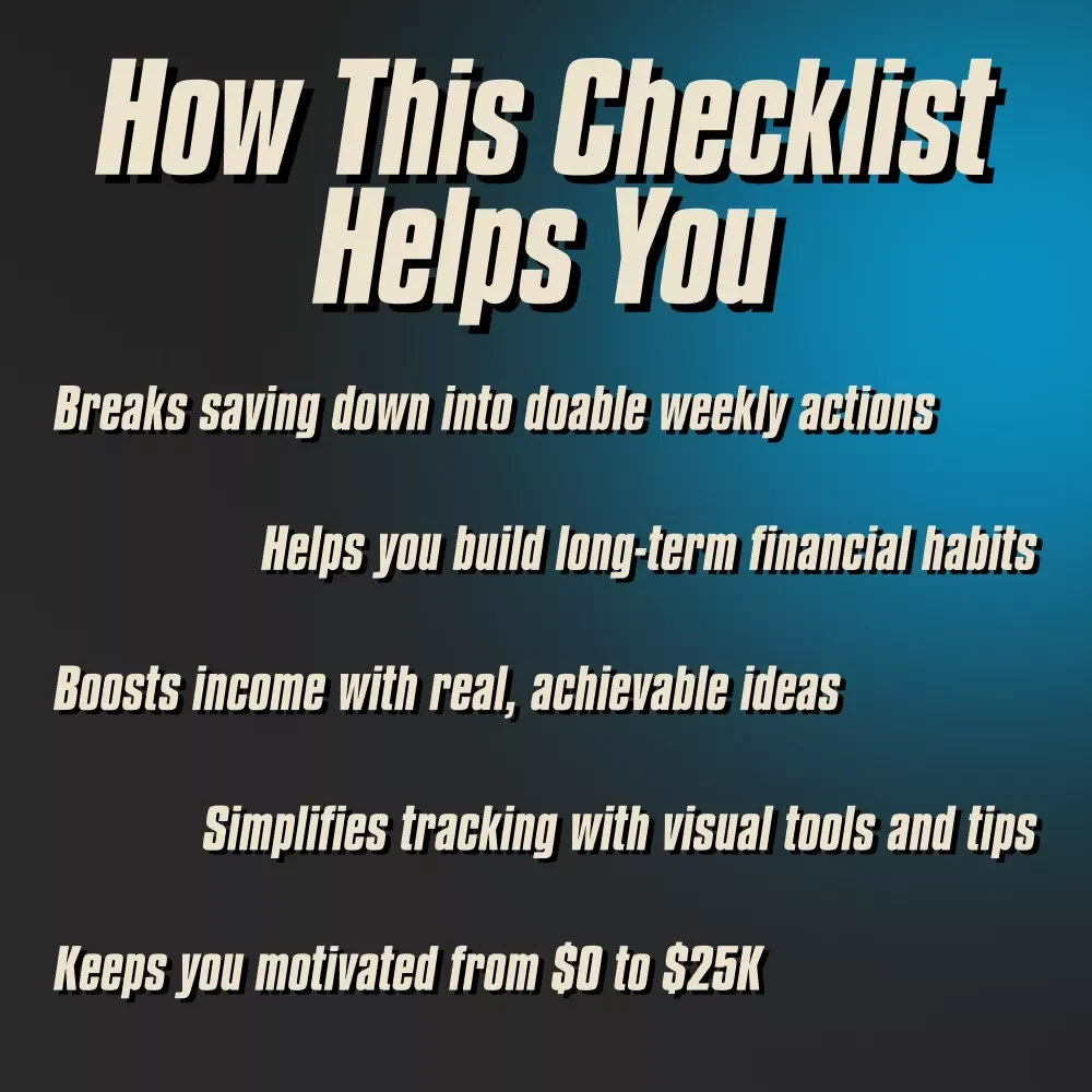 The Checklist to Save $25,000 in 12 Months | How to Save $25000 in a Year | Digital Download Checklist PDF