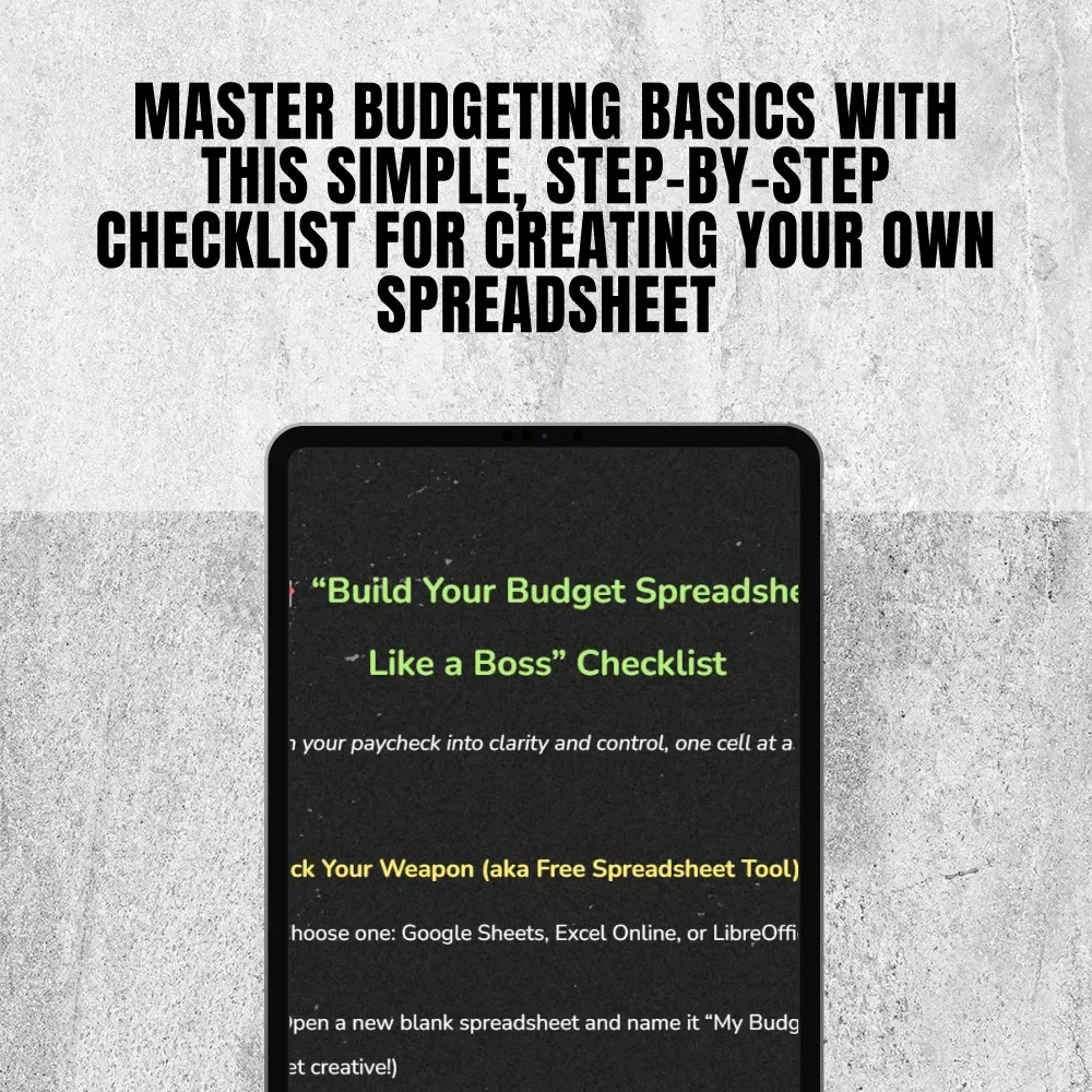 Build Your Budget Spreadsheet Like a Boss Checklist | How to Create a Budget Spreadsheet Free | Digital Download