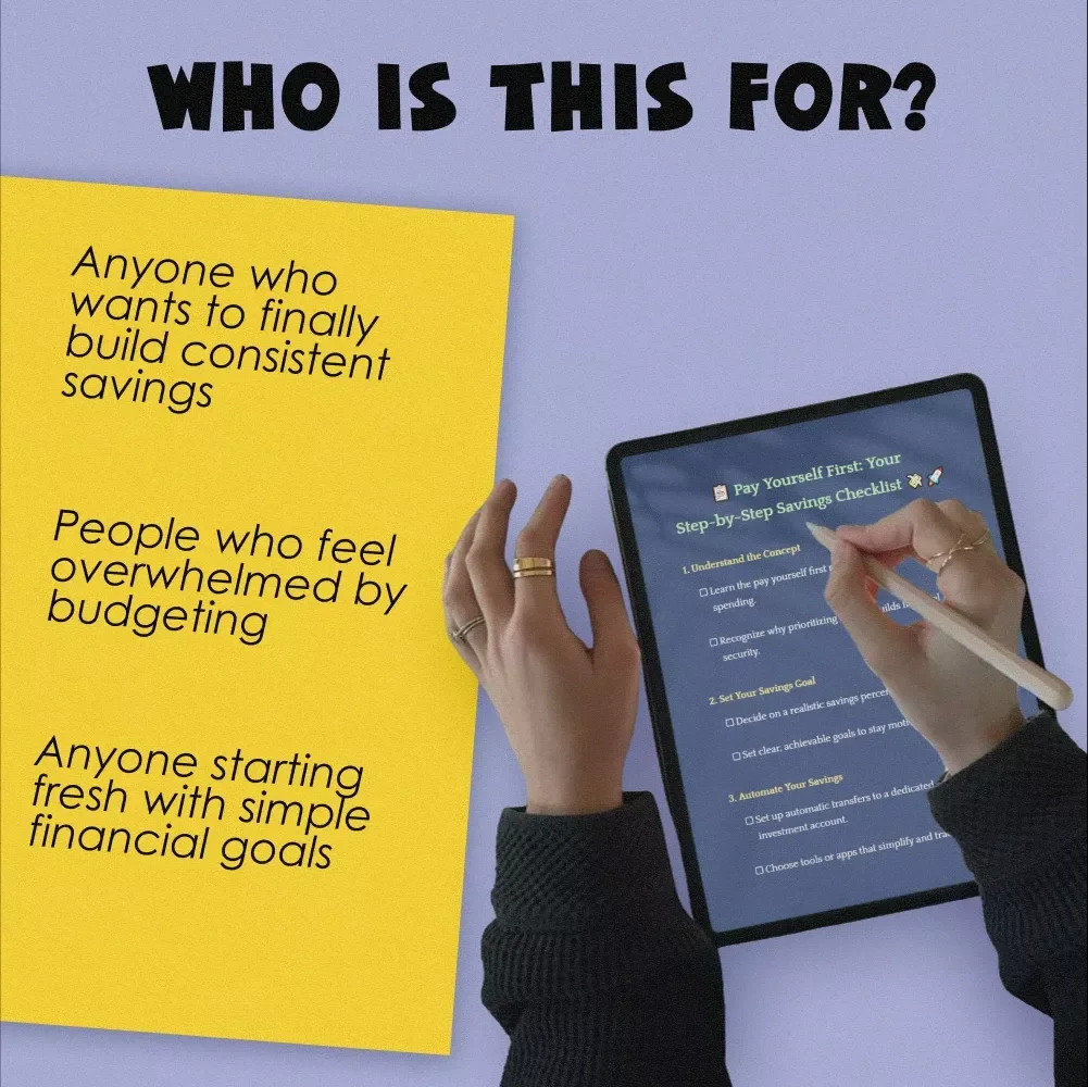 Pay Yourself First: Your Step-by-Step Savings Checklist | Budgeting Rule Guide | Digital Download Financial Checklist