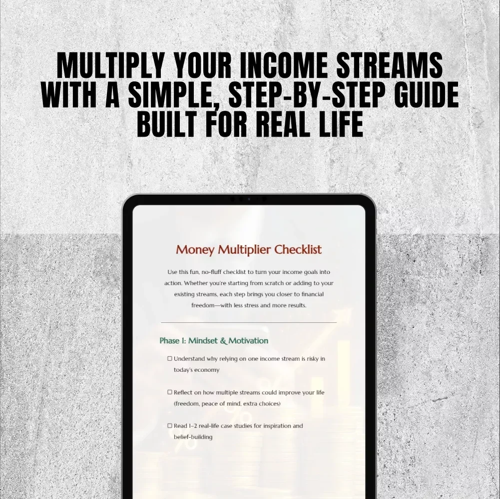 Money Multiplier Checklist | Digital Download to Unlock the Benefits of Multiple Income Streams | Passive Income eBook + Income Mapping Guide
