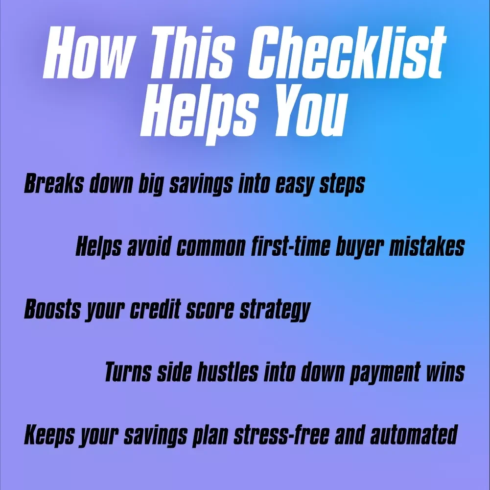 The Down Payment Dreamer’s Checklist | How to Save for a Down Payment | Home Buyer Savings Plan | Printable Digital Download