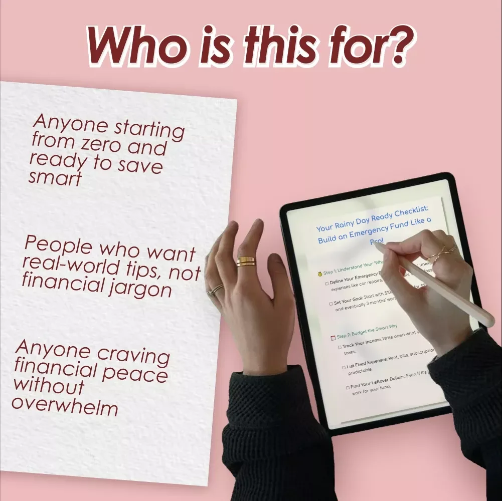 Your Rainy Day Ready Checklist: Build an Emergency Fund Like a Pro! | Emergency Fund for Low Income Budgeters, Printable & Digital Download