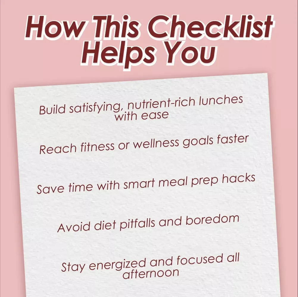 Your Diet Lunch Checklist For Balanced Midday Meals – Printable Diet Lunch Guide for Healthy Meal Planning, Weight Loss, & Meal Prep