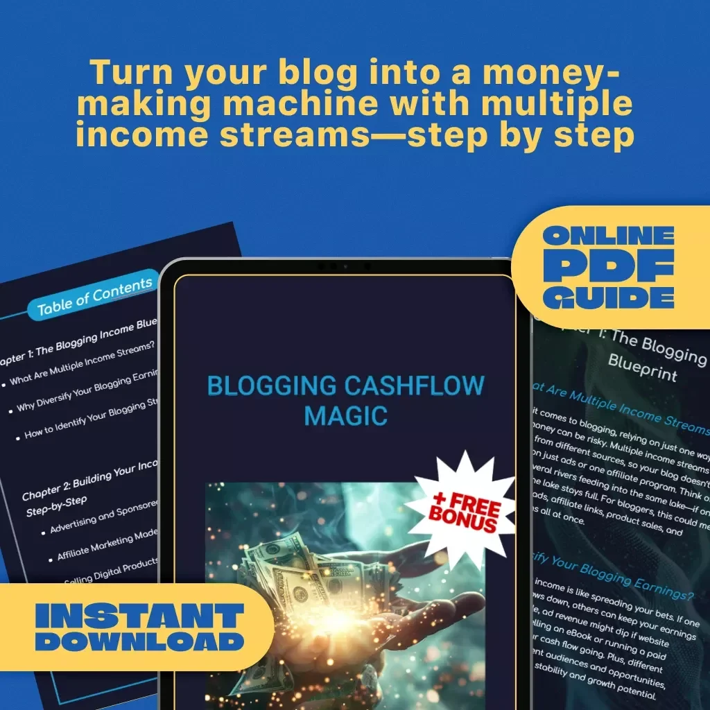 Blogging Cashflow Magic Guide - Unlock Multiple Income Streams from Blogging - Digital Download eBook for Passive Revenue