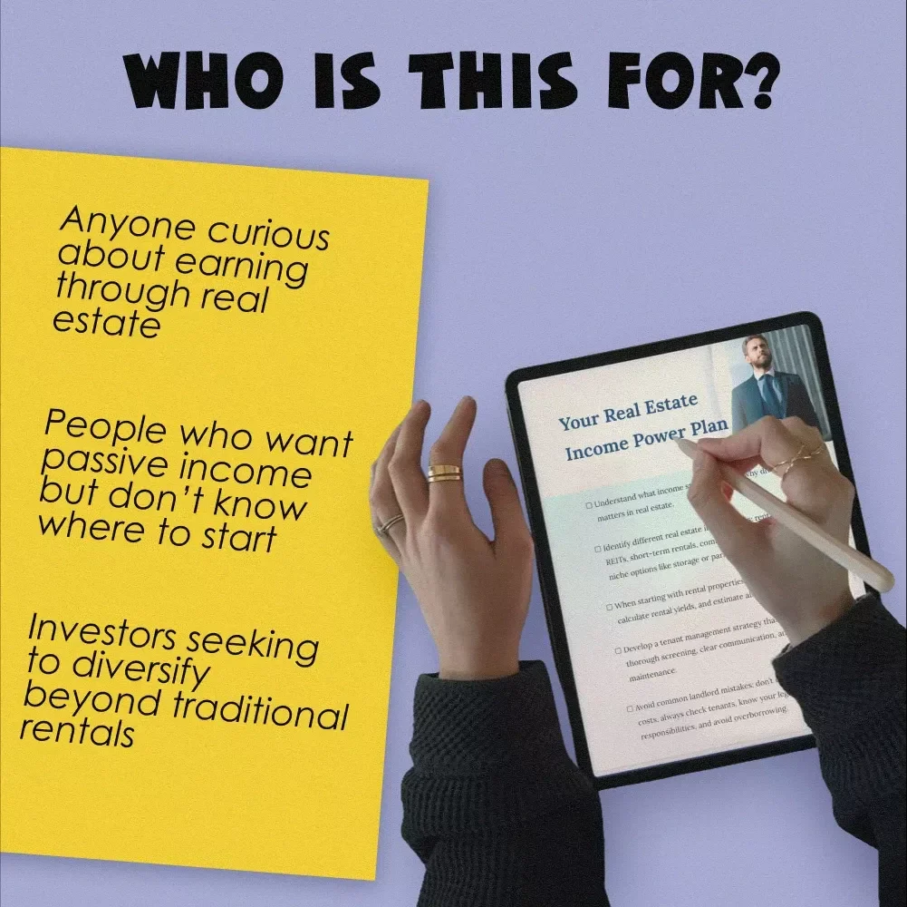Your Real Estate Income Power Plan | Digital Checklist for Multiple Income Streams in Real Estate | Investor Guide, Rental Strategies, REITs, Flipping Tips